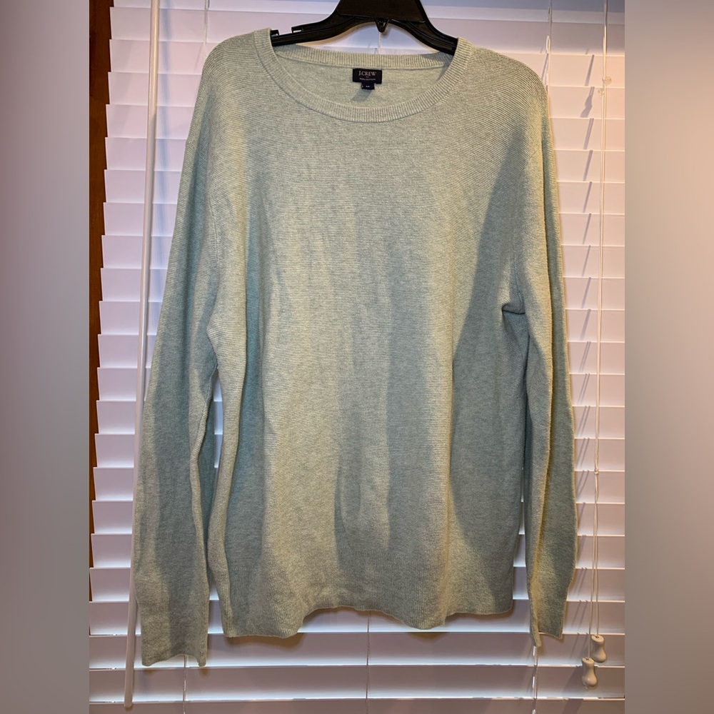 J. Crew Factory Medium Light Green round cotton lightweight sweater Preppy